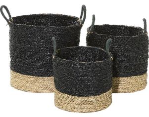 Uma Black Seagrass Basket (Set Of 3)