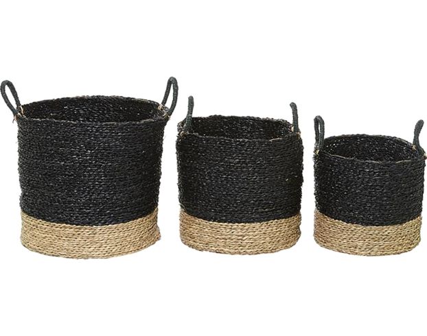 Uma Black Seagrass Basket (Set Of 3) large image number 2