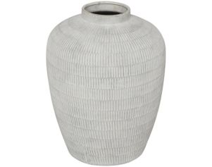 Uma 19" Cream Linear Round Pattern Vase