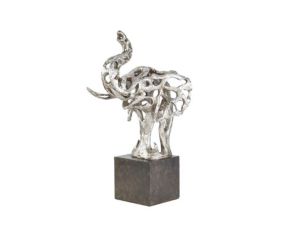 Uma 24" Silver Polystone Eclectic Elephant Sculpture