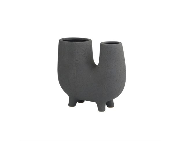 Uma 8" Gray Abstract U-Shaped Vase large image number 1