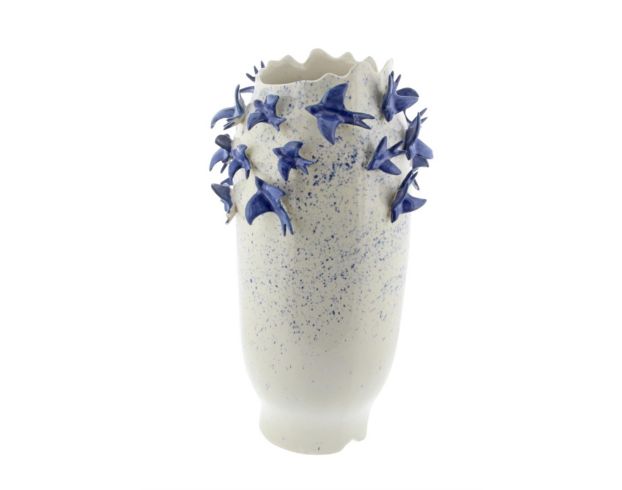 Uma 18" White Ceramic Bird Vase large image number 1
