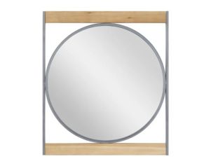 Uma Brown Metal Wall Mirror with Wood Accents