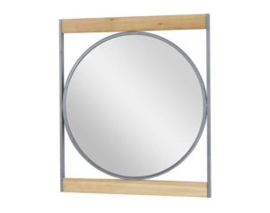 Uma Brown Metal Wall Mirror with Wood Accents