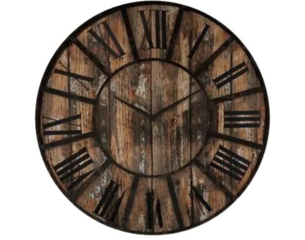 Uma 36" x 36" Brown Wood Wall Clock with Black Accents large image number 1