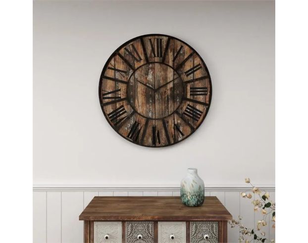 Uma 36" x 36" Brown Wood Wall Clock with Black Accents large image number 3