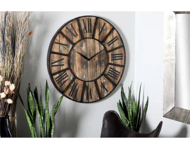 Uma 36" x 36" Brown Wall Clock with Black Accents large image number 4