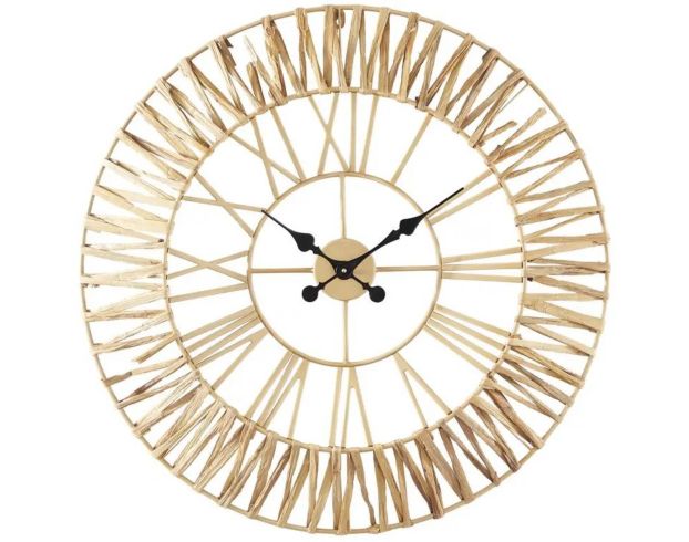 Uma 31" x 31" Gold Seagrass Round Wall Clock large image number 1