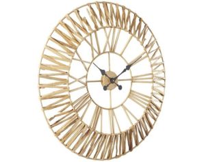 Uma 31" x 31" Gold Seagrass Round Wall Clock