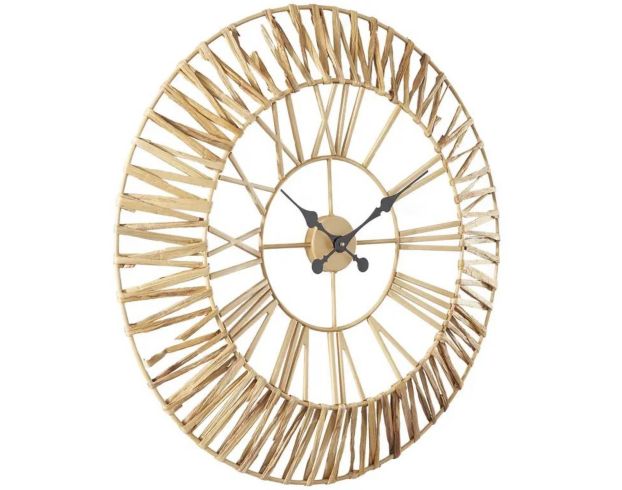 Uma 31" x 31" Gold Seagrass Round Wall Clock large image number 2