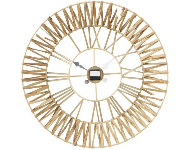 Uma 31" x 31" Gold Seagrass Round Wall Clock large image number 3