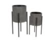 Uma Round Gray Planter with Removable Stand (Set of 2) small image number 1
