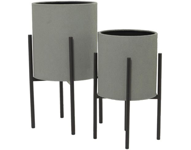 Uma Round Gray Planter with Removable Stand (Set of 2) large image number 2