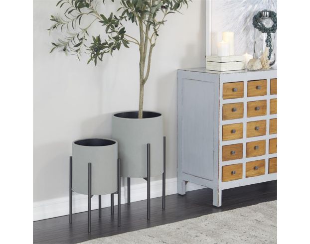 Uma Round Gray Planter with Removable Stand (Set of 2) large image number 4