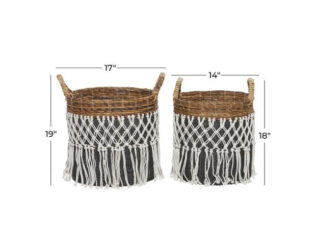 Uma Black Leaf Boho Basket (Set of 2) large image number 5