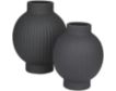 Uma Black Ceramic Ribbed Vase (Set Of 2) small image number 3