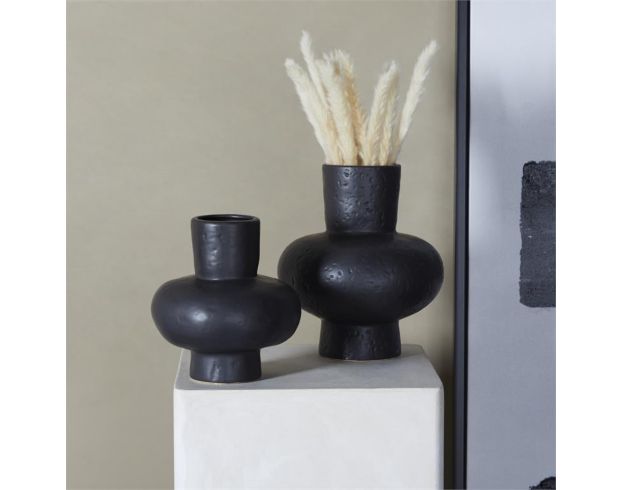 Uma Black Gourd Style Vase (Set Of 2) large image number 4