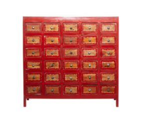 Uma Primitives Red 30-Drawer Accent Cabinet