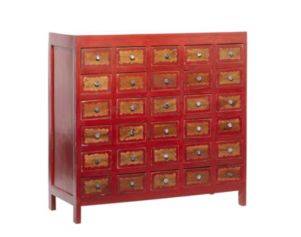 Uma Primitives Red 30-Drawer Accent Cabinet