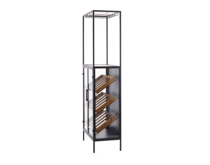 Uma Cityscape Black & Brown Tall Glass Wine Cabinet