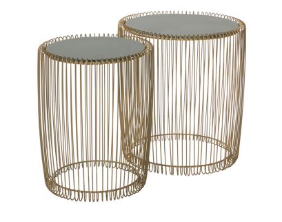 Uma Hollywood Gold Drum Accent Table (Set of 2)