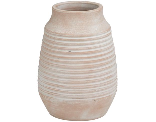 Uma 11" Whitewashed Ribbed Terra Cotta Vase large image number 1