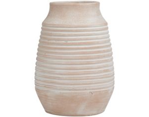 Uma 11" Whitewashed Ribbed Terra Cotta Vase