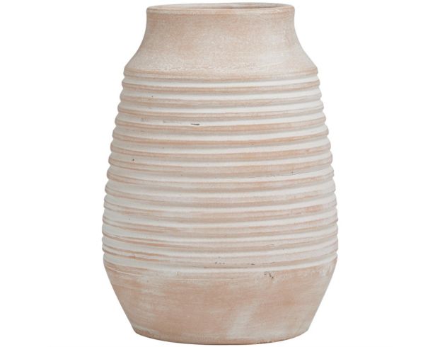 Uma 11" Whitewashed Ribbed Terra Cotta Vase large image number 2