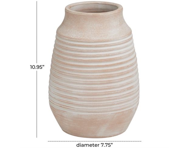 Uma 11" Whitewashed Ribbed Terra Cotta Vase large image number 3