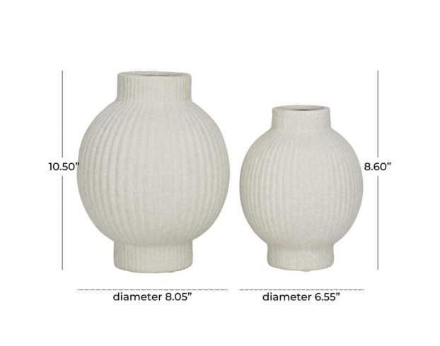 Uma White Ceramic Ribbed Vase (Set of 2) large image number 4