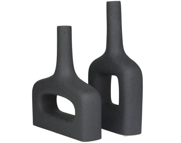 Uma Black Ceramic Donut Vase (Set of 2) large image number 2