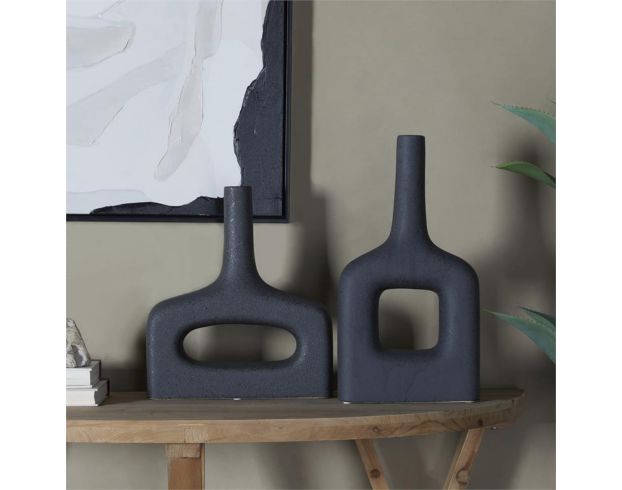 Uma Black Ceramic Donut Vase (Set of 2) large image number 3