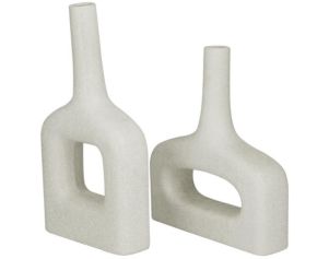 Uma White Ceramic Donut Vase (Set of 2)
