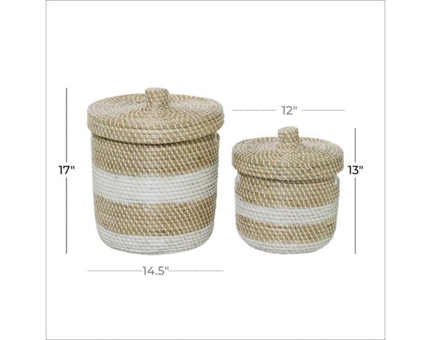 Uma Brown Seagrass Basket with Lid (Set of 2) large image number 4