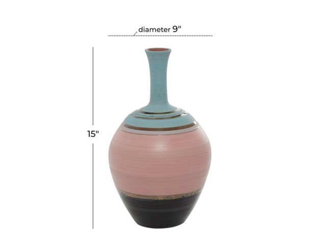 Uma 15" Ceramic Pink and Blue Vase large image number 4