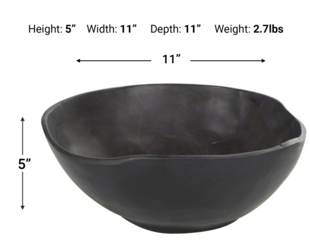 Uma 11" Black Teak Wood Bowl large image number 4