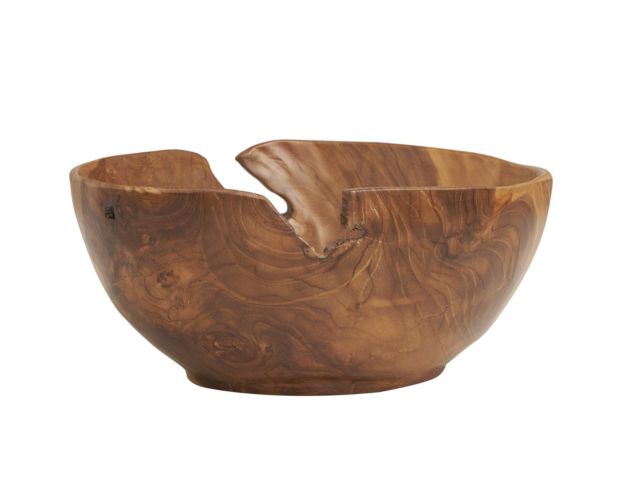 Uma 11" Brown Teak Wood Bowl large image number 1