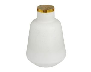 Uma 15" White Glass Vase with Gold Rim