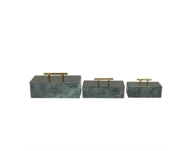 Uma Inc Green Marble Box with Gold Handles (Set of 3) large image number 1