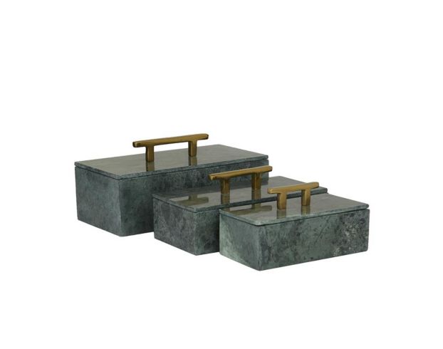 Uma Inc Green Marble Box with Gold Handles (Set of 3) large image number 2