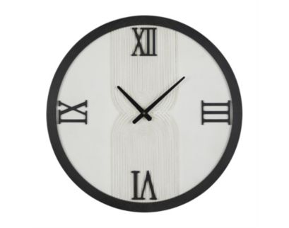 Uma Enterprises, Inc 24" White Wood Geometric Art Wall Clock