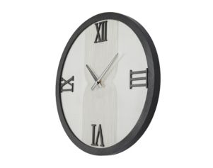 Uma Enterprises, Inc 24-Inch White Wood Geo Art Wall Clock