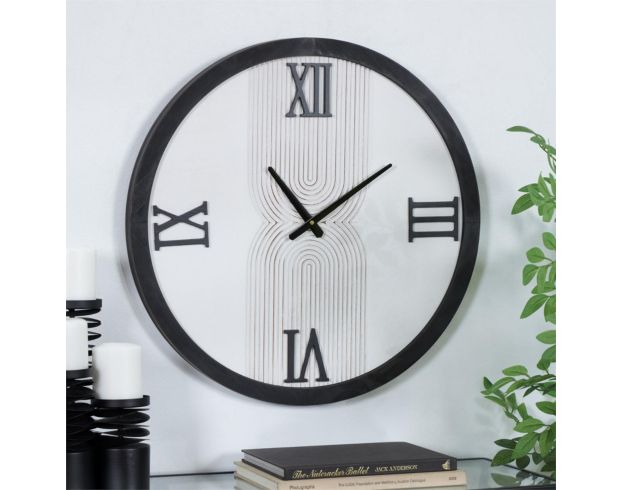 Uma Enterprises, Inc 24-Inch White Wood Geo Art Wall Clock large image number 4