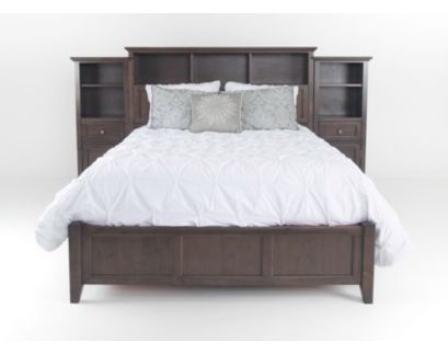 Whittier Wood McKenzie Classic Java Queen Bookcase Bed with Storage Piers