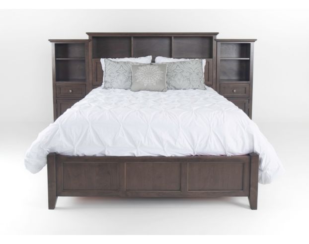 Whittier Wood McKenzie Classic Java Queen Bookcase Bed with Storage Piers large image number 1