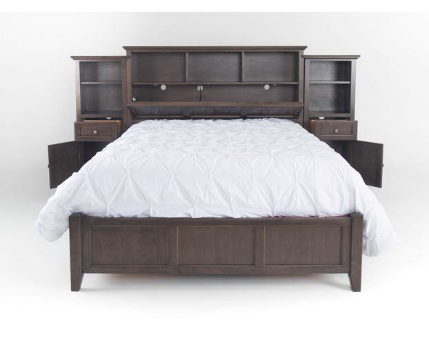 Whittier Wood McKenzie Classic Java Queen Bookcase Bed with Storage Piers large image number 2