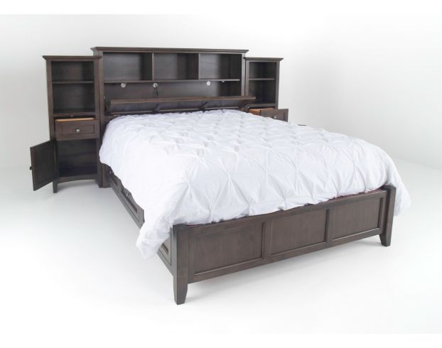 Whittier Wood McKenzie Classic Java Queen Bookcase Bed with Storage Piers large image number 3