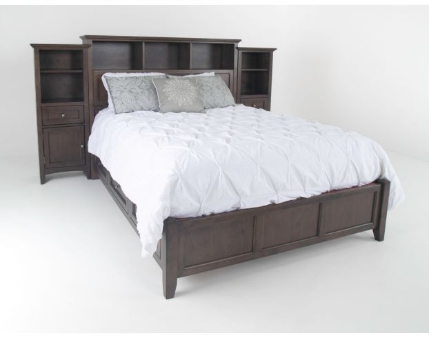 Whittier Wood McKenzie Classic Java Queen Bookcase Bed with Storage Piers large image number 4