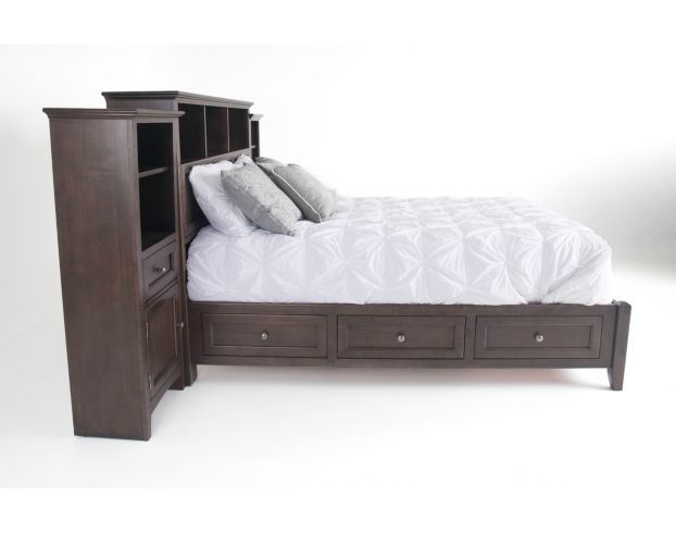 Whittier Wood McKenzie Classic Java Queen Bookcase Bed with Storage Piers large image number 5