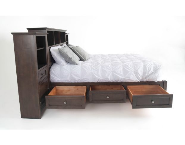 Whittier Wood McKenzie Classic Java Queen Bookcase Bed with Storage Piers large image number 6